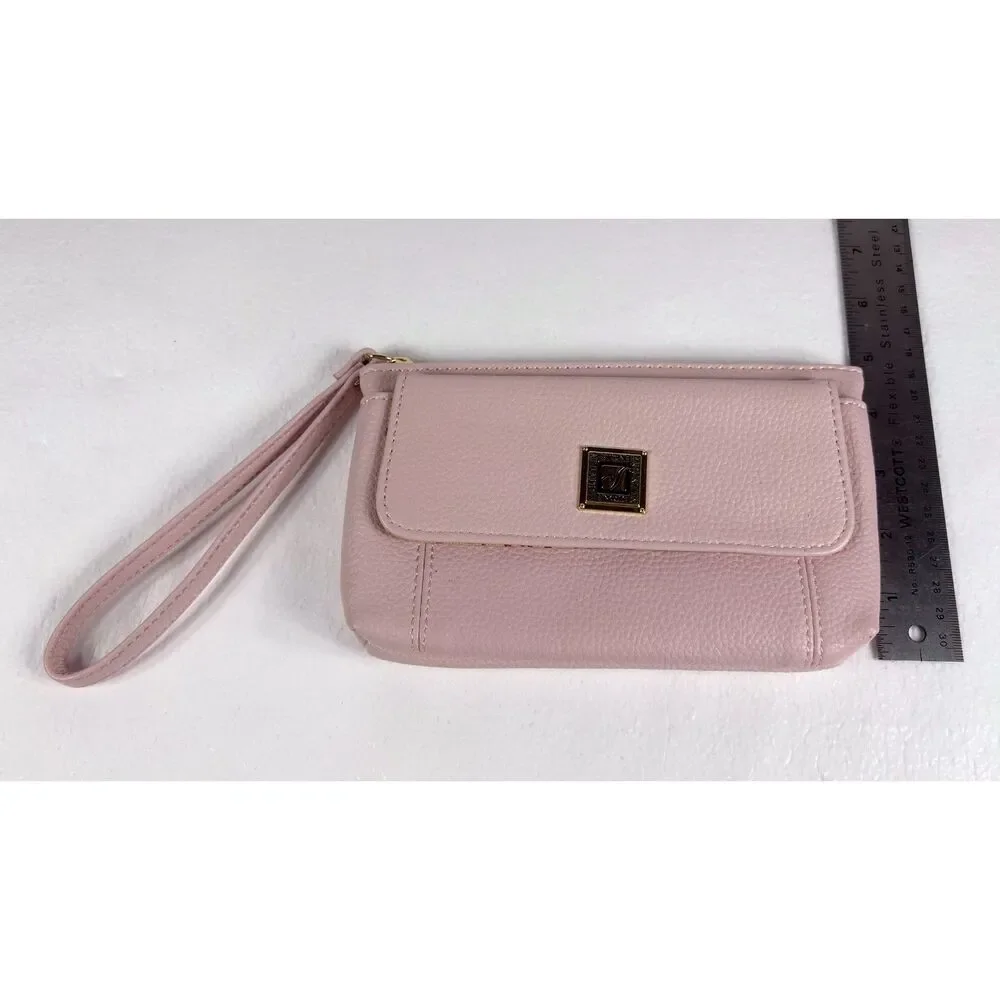 Stone Mountain Bonded Leather Clutch Wristlet Baby Pink Shade Leather